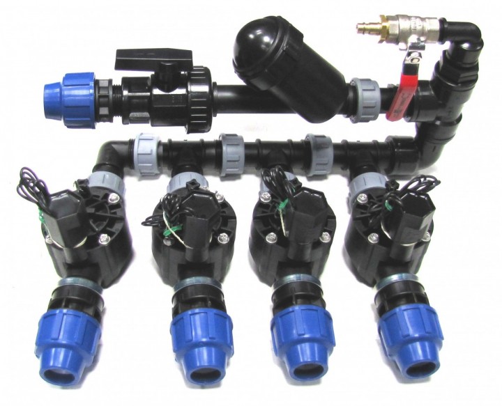 Kolektor komplet 4 sekcje elektrozawory 100HV + filtr + przyłącze kompresora + odcięcie